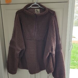 AMPERSAND AVE Mauve Sherpa Half-Zip Pullover